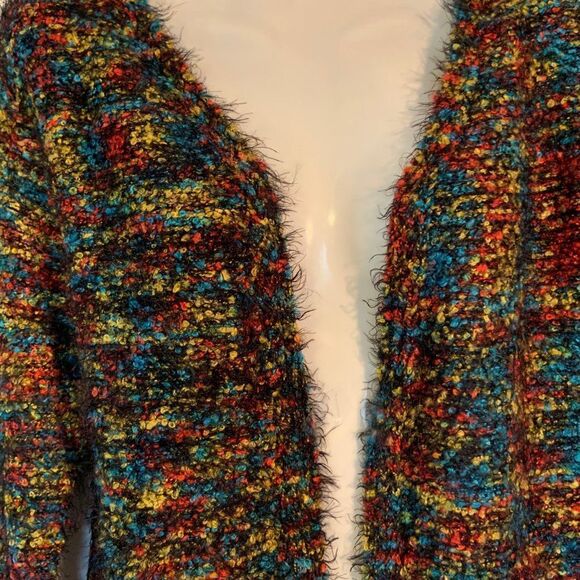 MULTICOLORED Knit Sweater Cardigan Coat - Size Small - Picture 3 of 3